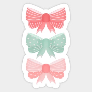 Mint and pink coquette bows Sticker